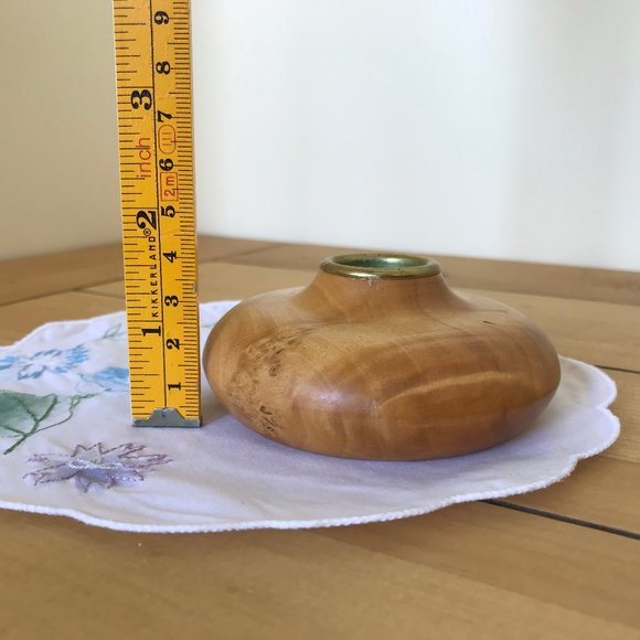 Hand Made Wood Candlestick Candle Holder Vintage Ivan St Pierre Canada 1.5" - Picture 3 of 5